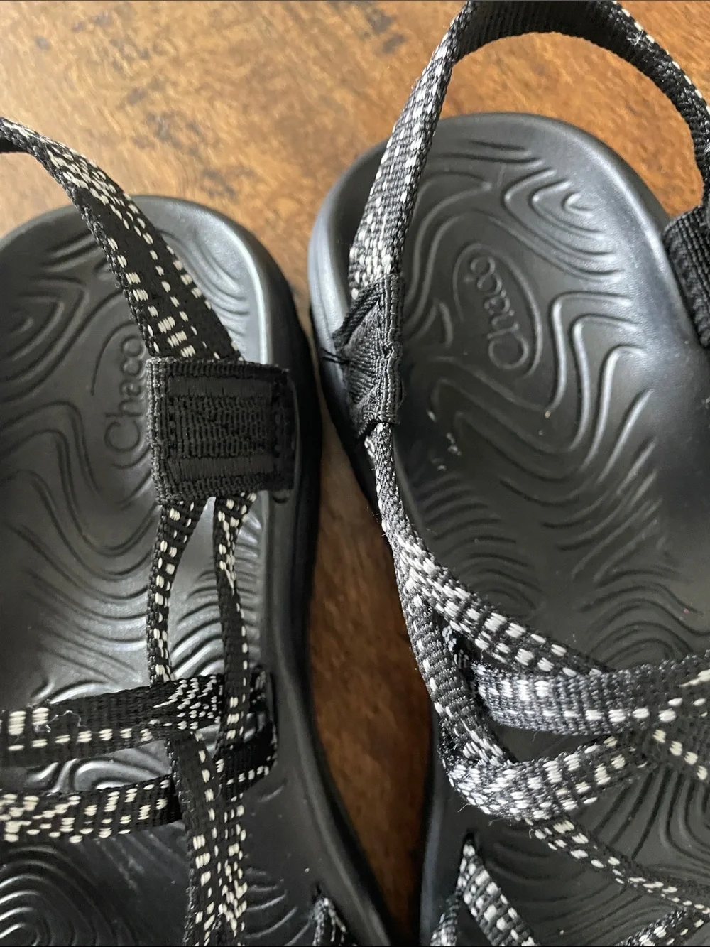 Chaco Black and White Patterned Strappy Women's Sandals